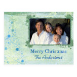 Blue Modern Christmas Tree Family  Photo Postcard