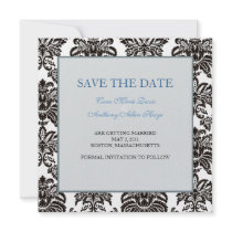 Blue Modern Damask save the date card invitations by theonedesigns Blue Modern Damask save the date card invitations