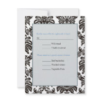 Blue Modern Damask wedding RSVP invitations by theonedesigns Blue Modern Damask wedding RSVP invitations