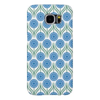 Blue Modern Floral Pattern-White Samsung Galaxy S6 Cases
