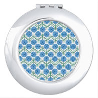 Blue Modern Floral Pattern-White Vanity Mirror