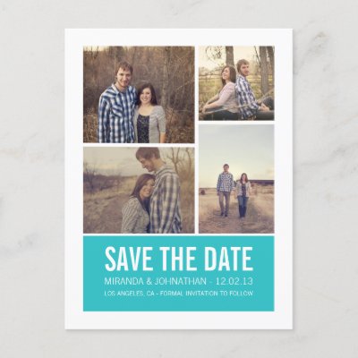 Blue Modern Photo Save The Date Post Cards