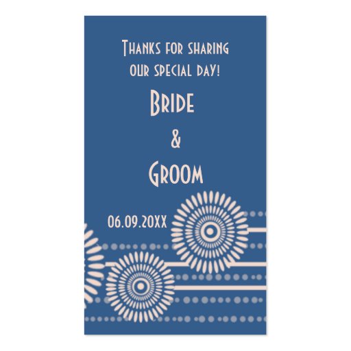 Blue Modern Wedding Favor Gift Tags Thank You Business Card Template