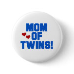 Blue Mom of Twins Pinback Buttons