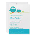 Blue  Moma and Baby Owls-baby shower invitations