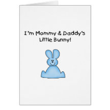 Blue Mommy and Daddy's Little Bunny T-shirts Card