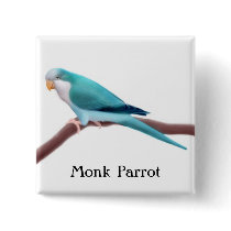 Blue Monk Parrot Pin buttons by twopurringcats Blue Monk Parrot Pin buttons