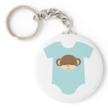 Blue Monkey Onesie Key Chain