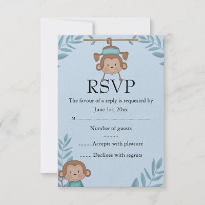 Blue Monkey RSVP Custom Invitation
