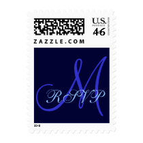 Blue Monogram and RSVP Stamp by monogramgallery Blue Monogram and RSVP Stamp