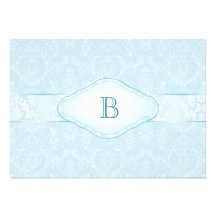 Blue Monogram  Baby Shower Invitation