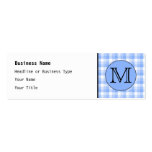 Blue Monogram Check Pattern. Custom Letter. Business Card