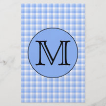 Blue Monogram Check Pattern. Custom Letter. Custom Flyer