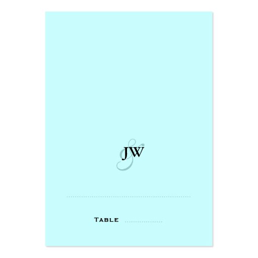 Blue Monogram Folded Place Cards Business Card (front side)