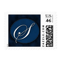 Blue monogram in Oval - white font - Initial S postage by aslentz Blue monogram in Oval - white font - Initial S postage