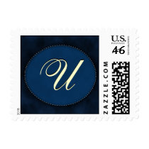 Blue monogram in Oval - white font - Initial U postage by aslentz Blue monogram in Oval - white font - Initial U postage