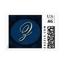 Blue monogram in Oval - white font - INITIAL Z postage