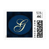 Blue monogram in Oval - white font - Letter G stamps