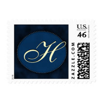 Blue monogram in Oval - white font - Letter H postage by aslentz Blue monogram in Oval - white font - Letter H postage
