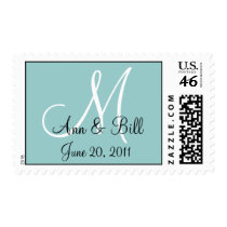 Blue Monogram M First Names and Date Stamp