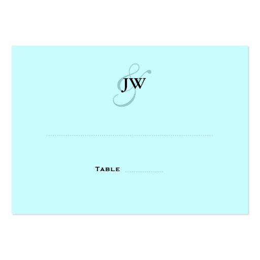 Blue Monogram Place Cards Business Card (front side)