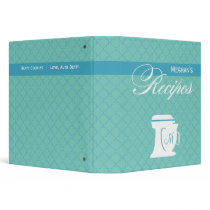 Blue Monogram Recipe Book Vinyl Binders