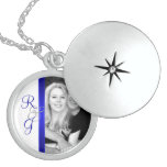 BLue Monogram Silver Wedding Necklace