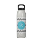Blue Monogram with Chevron Water Bottle