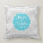 Blue Monogram with Grey Chevron Pillow