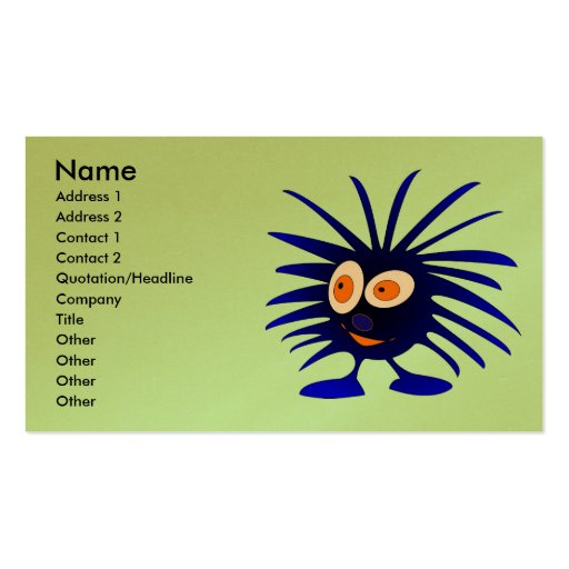 Blue monster business card templates (front side)