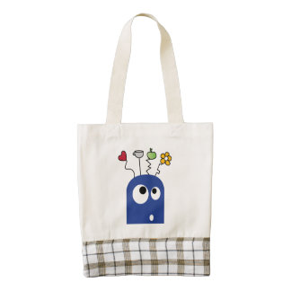Blue monster cartoon zazzle HEART tote bag