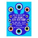 Blue Monster Eyes Birthday Party Invitations