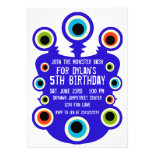 Blue Monster Eyes Birthday Party Invitations