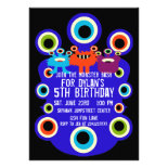 Blue Monster Eyes Birthday Party Invitations