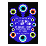 Blue Monster Eyes Birthday Party Invitations