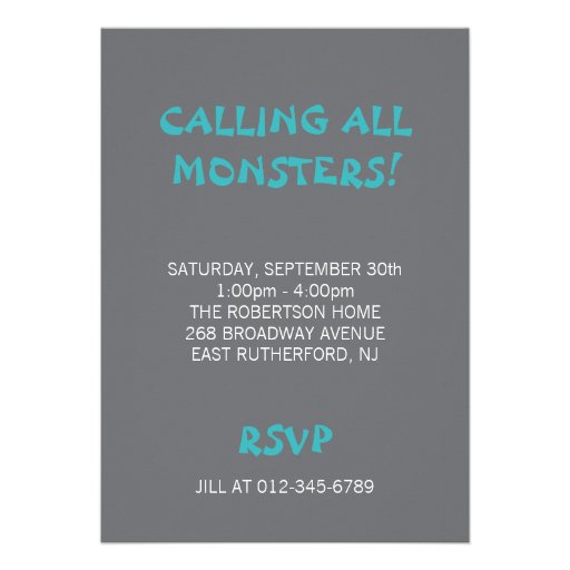 Blue Monster Invitation