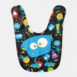 Blue Monster on Black Bib