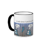 Blue Monster Stuck in Fence Coffee Mug
