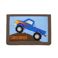 Blue Monster Truck Personalized Wallet