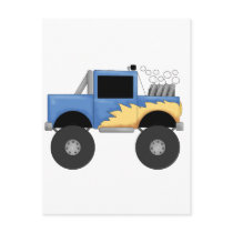 Blue Monster Truck Tshirts and Gifts postcards