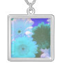 Blue Moon Daisy Flower Silver Necklace Charm