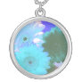 Blue Moon Daisy Flower Silver Necklace Charm