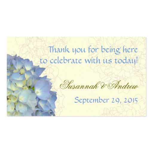 Blue Moon Hydrangea 100 Wedding Thank You Tags Business Card Template (front side)
