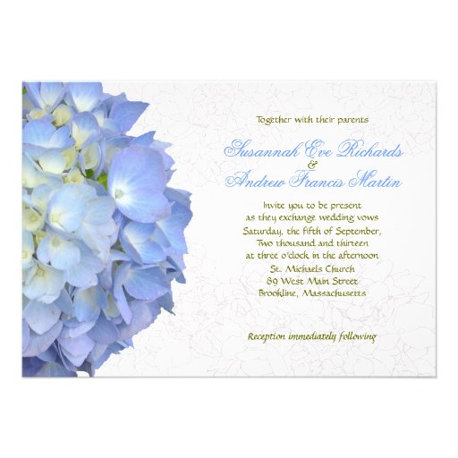 Blue Moon Hydrangea Custom Wedding Invitation