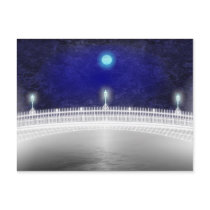 BLUE MOON OVER THE HAPENNY BRIDGE postcards by phedderman BLUE MOON OVER THE HAPENNY BRIDGE postcards