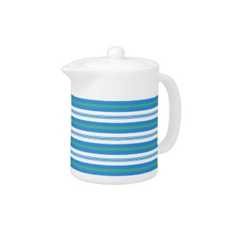 Blue Morning Glory Deckchair Stripe China Teapot
