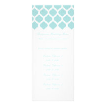 Blue Moroccan Pattern Wedding Menus Invitation