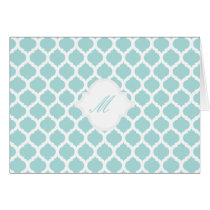Blue Moroccan Pattern with Monogram Note Cards