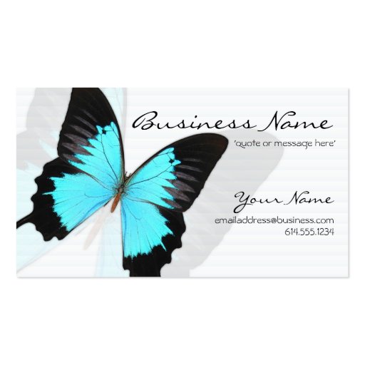 Blue Morpho Butterfly Design Business Cards (front side)