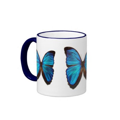 Blue morpho butterfly coffee mug by neha_angel